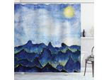 Abakuhaus Tenda Da Doccia Paesaggio, Colline, Fate, Cielo, Nuvole, Acqua, Opaca, Incl. 12 Anelli, Resistente A Batteri E Muffe, 175 X 220 Cm, Giallo-Blu