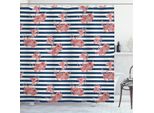 Abakuhaus Tenda Da Doccia Floreale, Sfondo A Righe Anchor, Opaca, Incl. 12 Anelli, Resistente A Batteri E Muffe, 175 X 240 Cm, Bianco, Blu E Rosso