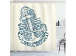 Abakuhaus Tenda Da Doccia Anker, Vintage Nautical Mare, Stampa Digitale Moderna Con 12 Ganci Su Tessuto Resistente All'acqua E Ai Batteri, 175 X 220 Cm, Blu Crema