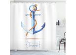 Abakuhaus Tenda Da Doccia Ocean, Emblema Classic Sail Rope, Impermeabile, Incl. 12 Anelli, Resistente A Batteri E Muffe, 175 X 200 Cm, Marrone, Bianco, Blu