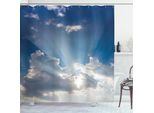 Abakuhaus Tenda Da Doccia Paesaggio, Nuvole Sunny Day Sky, Acqua Opaca Incl. 12 Anelli Resistente A Batteri E Muffe, 175 X 240 Cm, Blu Bianco
