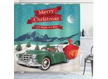 Abakuhaus Tenda Da Doccia Natalizia, Pupazzo Di Neve E Albero, Impermeabile, Incl. 12 Anelli, Resistente A Batteri E Muffe, 175 X 200 Cm, Blu Verde