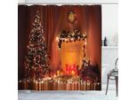 Abakuhaus Tenda Da Doccia Natalizia, Capodanno Romantico, Opaca, Incl. 12 Anelli, Resistente A Batteri E Muffe, 175 X 240 Cm, Arancione