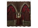 Abakuhaus Tenda Da Doccia Gotica, Misteriosa Stanza Buia Nel Castello, Antiche Colonne, Candele, Atmosfera Spirituale, Tessuto, Set Decorativo Per Bagno Con Ganci, 175X240 Cm, Nero E Rosso