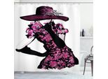 Abakuhaus Tenda Da Doccia Alla Moda, Passerella Femminile, Impermeabile, Incl. 12 Anelli, Resistente A Batteri E Muffe, 175 X 200 Cm, Bianco E Nero