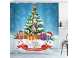Abakuhaus Tenda Da Doccia Natalizia, Scatole A Tema Capodanno, Opaca All'acqua, Incl. 12 Anelli, Resistente A Batteri E Muffe, 175 X 240 Cm, Multicolore