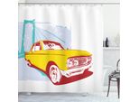 Abakuhaus Tenda Da Doccia Vintage, Old Car Grunge Artwork, Impermeabile, Incl. 12 Anelli, Resistente A Batteri E Muffe, 175 X 200 Cm, Turchese Giallo