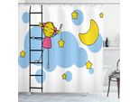 Abakuhaus Tenda Da Doccia Con Caricatura, Ragazza Ladder Con Stella, Opaca, Incl. 12 Anelli, Resistente A Batteri E Muffa, 175 X 240 Cm, Giallo/Blu