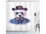 Abakuhaus Tenda Da Doccia Divertente, Panda Hipster Con Cravatta, Stampa Personalizzata, 12 Ganci Inclusi, Colori Resistenti, Decorativa Con Colori Chiari, 175 X 180 Cm, Nero Blu