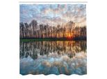 Abakuhaus Tenda Da Doccia Paesaggio, Tramonto Magico Sul Lago Con Riflessi Sull'orizzonte Sopra La Foresta Boho, Tessuto Set Decorativo Per Bagno Con Ganci, 175X220 Cm, Multicolore