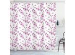 Abakuhaus Tenda Da Doccia Viola, Fiori Che Sbocciano Nella Natura, Impermeabile, Incluse 12 Anelle, Resistente A Batteri E Muffe, 175 X 240 Cm, Viola Verde