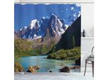 Abakuhaus Tenda Da Doccia Paesaggio, Mountain River Wolken, Stampa Digitale Moderna Con 12 Ganci Su Tessuto Resistente All'acqua E Ai Batteri, 175 X 220 Cm, Blu-Verde-Bianco-Grigio