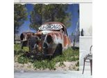 Abakuhaus Tenda Da Doccia Rustica, Vecchia Auto Abbandonata Usa, Impermeabile, Incl. 12 Anelli, Resistente A Batteri E Muffe, 175 X 200 Cm, Marrone Verde Blu