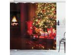 Abakuhaus Tenda Da Doccia Natalizia, Albero Di Natale Di Capodanno, Impermeabile, Incl. 12 Anelli, Resistente A Batteri E Muffe, 175 X 240 Cm, Giallo Rosso