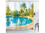 Abakuhaus Tenda Da Doccia Paesaggistica, Pool Resort Travel, Impermeabile, Inclusi 12 Anelli, Resistente A Batteri E Muffe, 175 X 200 Cm, Crema Verde Blu