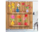 Abakuhaus Tenda Da Doccia Narciso, Fiori Cartoon In Vaso, Stampa Digitale Su Tessuto, Incl. 12 Ganci, Resistente Al Lavaggio, Resistente Ai Batteri, 175 X 180 Cm, Multicolore