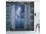 Abakuhaus Tenda Da Doccia Naturale, Fulmini Nella Notte, Resistente A Sapone, Batteri, Muffa E Acqua, Incl. 12 Ganci E Colori Resistenti, 175 X 180 Cm, Blu Grigio