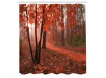 Abakuhaus Tenda Da Doccia A Cascata, Misty Forest Con Foglie Di Alberi Decidui Alberi Stagionali Da Caldo A Freddo Immagine Selezionata, Tessuto Set Decorativo Per Bagno Con Ganci, 175X200 Cm, Arancione Marrone