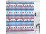 Abakuhaus Tenda Da Doccia Natalizia, Folk Knit Art-Kunst, Impermeabile, Inclusi 12 Anelli, Resistente A Batteri E Muffe, 175 X 240 Cm, Blu Rosso