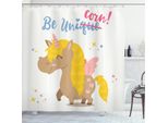 Abakuhaus Tenda Da Doccia Unicorno, Unicorno Con Pois, Opaca All'acqua, Incl. 12 Anelli, Resistente A Batteri E Muffe, 175 X 200 Cm, Multicolore