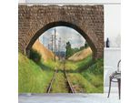 Abakuhaus Tenda Da Doccia Rustica, Ponte Ferroviario Tranquil, Impermeabile, Incl. 12 Anelli, Resistente A Batteri E Muffe, 175 X 200 Cm, Verde Marrone