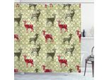 Abakuhaus Tenda Da Doccia Vintage, Motivo Damascato, Impermeabile, Incl. 12 Anelli, Resistente A Batteri E Muffe, 175 X 240 Cm, Verde Marrone
