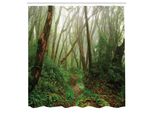 Abakuhaus Tenda Da Doccia Wald, Spooky Tropical Exotic Mist Jungle Nella Foresta Pluviale Clima Asiatico Stampa Immagine, Tessuto Set Decorativo Per Bagno Con Ganci, 175X240 Cm, Verde Marrone