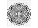 Abakuhaus Tenda Da Doccia Mandala, Motivo Floreale Etnico Con Intricati Motivi Geometrici E Linee Boho Circle Art Motif, Tessuto Set Decorativo Per Bagno Con Ganci, 175X240 Cm, Bianco Nero