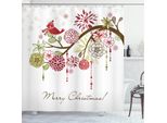 Abakuhaus Tenda Da Doccia Natalizia, Legno E Fiocchi Di Neve, Opaca All'acqua, Incl. 12 Anelli, Resistente A Batteri E Muffe, 175 X 200 Cm, Marrone E Bianco