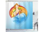 Abakuhaus Tenda Da Doccia Unicorno, Cartoon Childish, Impermeabile, Incl. 12 Anelli, Resistente A Batteri E Muffe, 175 X 200 Cm, Multicolore