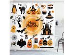 Abakuhaus Tenda Da Doccia Halloween, Zombie Grave, Opaca All'acqua, Incl. 12 Anelli, Resistente A Batteri E Muffe, 175 X 200 Cm, Blu Nero