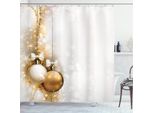 Abakuhaus Tenda Da Doccia Natalizia, Nastro Di Capodanno, Opaca All'acqua, Incl. 12 Anelli, Resistente A Batteri E Muffe, 175 X 240 Cm, Bianco E Beige