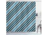 Abakuhaus Tenda Da Doccia A Righe, Grigio E Blu Diagonale, Impermeabile, Incl. 12 Anelli, Resistente A Batteri E Muffe, 175 X 240 Cm, Bianco Grigio Blu Navy
