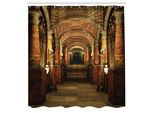 Abakuhaus Tenda Da Doccia Gotica, Passaggio Con Scale Segreto Gateway Colonna Mistica Tema Del Tempio Medievale, Set Decorativo Per Bagno In Tessuto Con Ganci, 175X240 Cm, Marrone E Rosso
