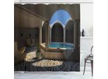 Abakuhaus Tenda Da Doccia Paesaggio, Spa Relax Piscina, Resistente A Batteri E Muffe, Incl. 12 Ganci Lavabile Elegante Stampa Digitale, 175 X 180 Cm, Grigio Blu