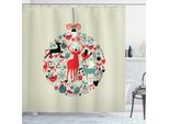 Abakuhaus Tenda Da Doccia Natalizia, Motivo Tradizionale, Impermeabile, Inclusi 12 Anelli, Resistente A Batteri E Muffe, 175 X 240 Cm, Beige E Rosso