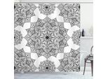 Abakuhaus Tenda Da Doccia Etica, Mandala Arte In Bianco E Nero, Impermeabile, Incl. 12 Anelli, Resistente A Batteri E Muffe, 175 X 200 Cm, Bianco Nero