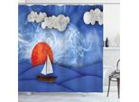 Abakuhaus Tenda Da Doccia Nautica, Nave Su Acque Nebbiose, Opaca, Incl. 12 Anelli, Resistente A Batteri E Muffe, 175 X 200 Cm, Blu Arancione Bianco