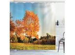 Abakuhaus Tenda Da Doccia Naturale, Acero In Autunno, Opaca, Incl. 12 Anelli, Resistente A Batteri E Muffe, 175 X 240 Cm, Arancione Blu