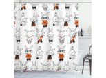 Abakuhaus Tenda Da Doccia Divertente, Simpatico Coniglietto Retrò, Impermeabile, Inclusi 12 Anelli, Resistente A Batteri E Muffe, 175 X 220 Cm, Arancione E Bianco