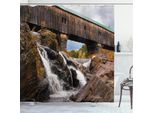 Abakuhaus Tenda Da Doccia A Cascata, Ponte In Rovere Rustico, Opaca, Incl. 12 Anelli, Resistente A Batteri E Muffe, 175 X 200 Cm, Marrone