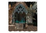 Abakuhaus Tenda Da Doccia Gotica, Terrazza Mistica Con Edera Incantata Su Sfondo Antico Verso La Foresta Magica, Set Decorativo Per Bagno In Tessuto Con Ganci, 175X220 Cm, Grigio Verde Acqua