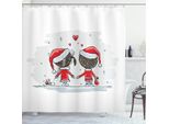 Abakuhaus Tenda Da Doccia Natalizia, Abiti Natalizi Per Bambini, Con Set Di 12 Anelli Impermeabile Elegante Moderna Colori Resistenti E Antimuffa, 175 X 220 Cm, Rosso-Bianco