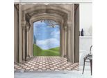 Abakuhaus Tenda Da Doccia Land, Architettura Classica, Impermeabile, Inclusi 12 Anelli, Resistente A Batteri E Muffe, 175 X 200 Cm, Blu Verde