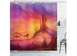 Abakuhaus Tenda Da Doccia Fantasia, Regno Medievale, Resistente A Sapone, Batteri, Muffa E Acqua, Incl. 12 Ganci E Colori Resistenti, 175 X 220 Cm, Viola Arancione