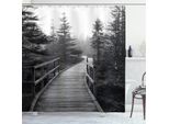 Abakuhaus Tenda Da Doccia Naturale, Pathway In Wildnis, Opaca, Incl. 12 Anelli, Resistente A Batteri E Muffe, 175 X 240 Cm, Bianco E Nero