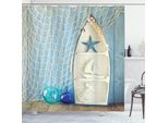 Abakuhaus Tenda Da Doccia Nautica, Icone Marine Stella Marina, In Tessuto, Incl. 12 Ganci Stampa Digitale Colori Resistenti Lunga Durata Resistente Ai Batteri, 175 X 180 Cm, Blu Bianco