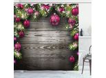 Abakuhaus Tenda Da Doccia Natalizia, Rustic Ball Ast, Stampa Digitale Su Tessuto, Incl. 12 Ganci, Resistente Al Lavaggio, Resistente All'acqua E Ai Batteri, 175 X 180 Cm, Marrone Rosa
