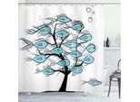 Abakuhaus Tenda Da Doccia Con Motivi Marini, Animali Marini Su Tema Alberi, Opaca, Incl. 12 Anelli, Resistente A Batteri E Muffe, 175 X 240 Cm, Blu E Nero