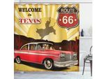 Abakuhaus Tenda Da Doccia Vintage, Citazione Texas Auto-Cowboy, Set Incl. 12 Ganci In Tessuto Impermeabile Resistente A Batteri E Muffe, 175 X 180 Cm, Multicolore